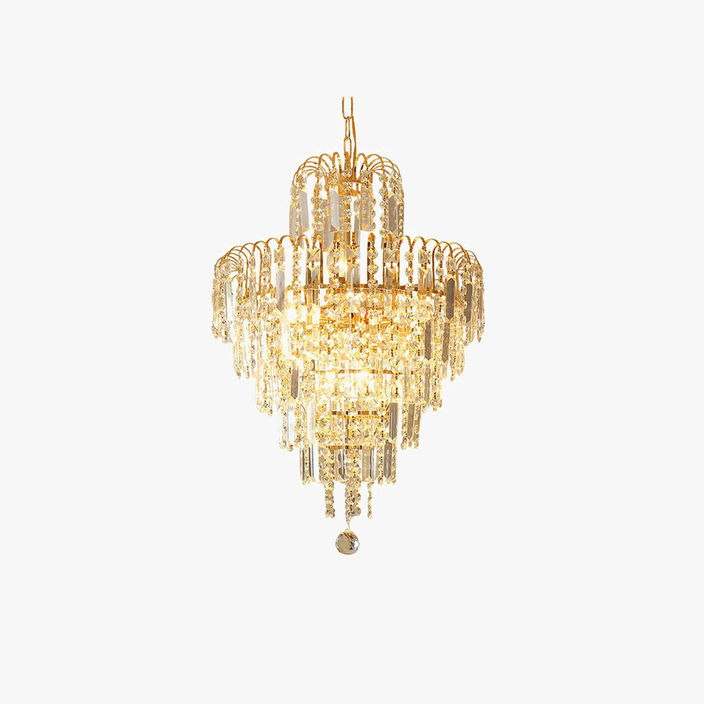 Aveline | Luxury 5-Layer Tassel Crystal Gold Chandelier
