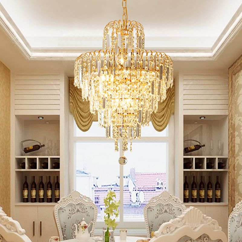 Aveline | Luxury 5-Layer Tassel Crystal Gold Chandelier