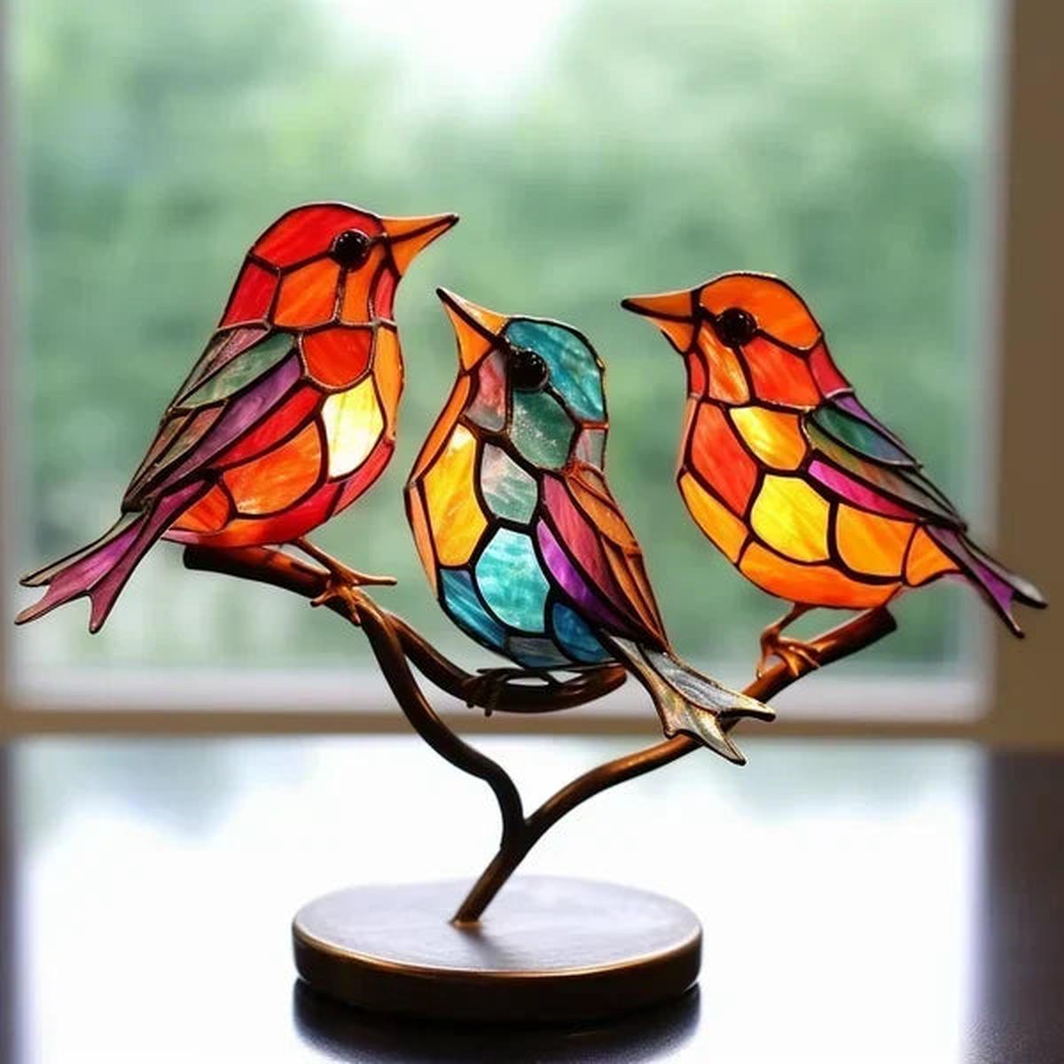 Aviara | Stained Glass Bird Sculpture Set