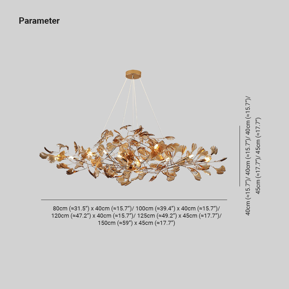 Avora | Ginkgo Leaf Luxury Gold Chandelier