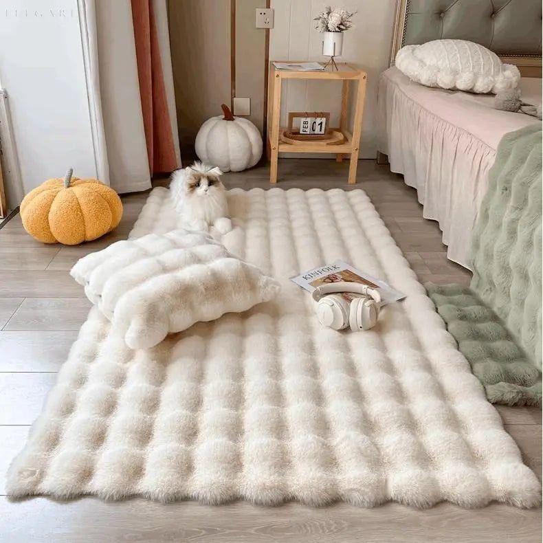 CosyBloom | Luxurious Plush Bubble Flower Rug – Comfort Meets Elegance