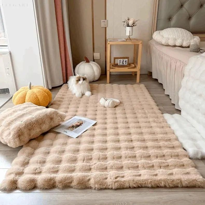 CosyBloom | Luxurious Plush Bubble Flower Rug – Comfort Meets Elegance