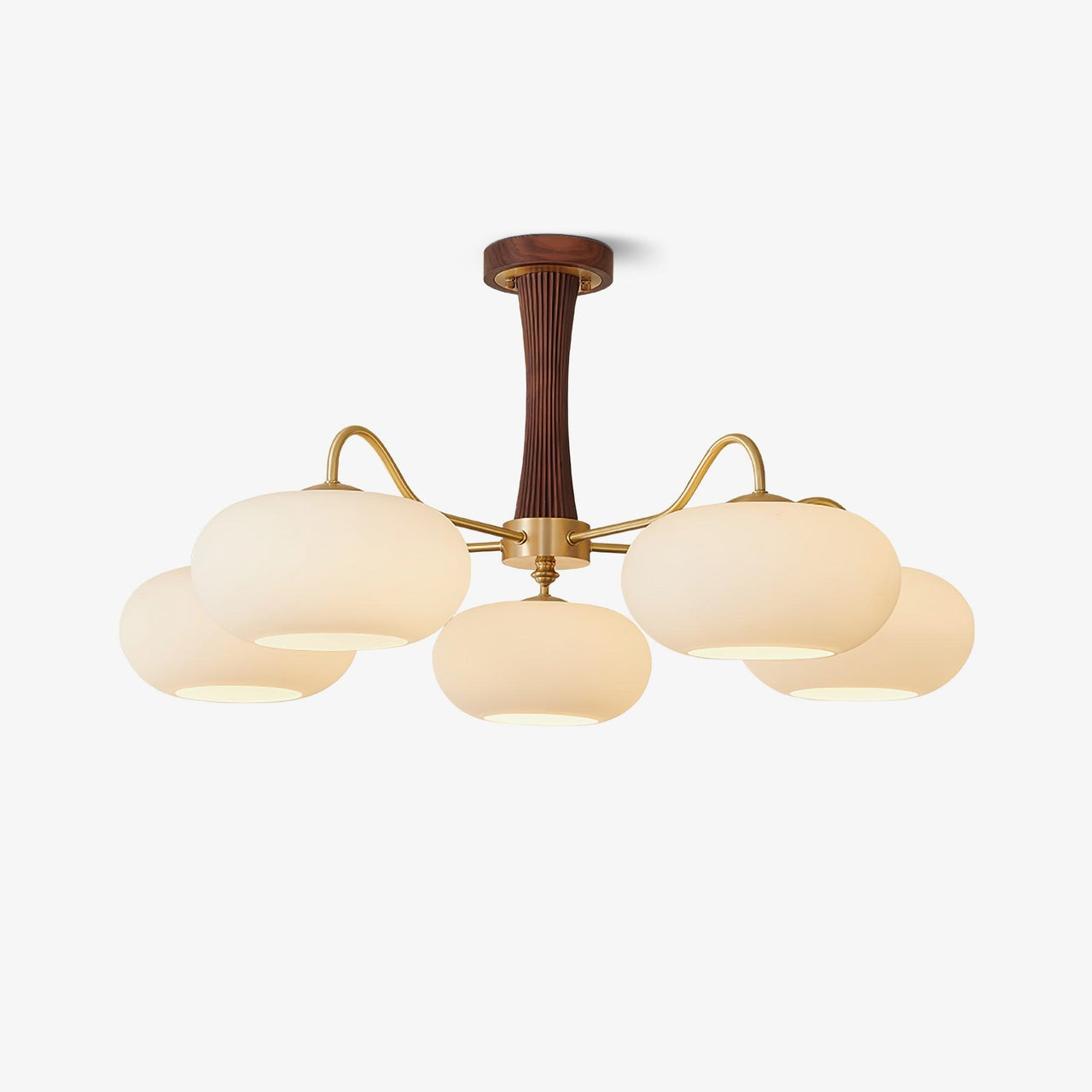 Candra | Brass & Wood Glass Persimmon Chandelier