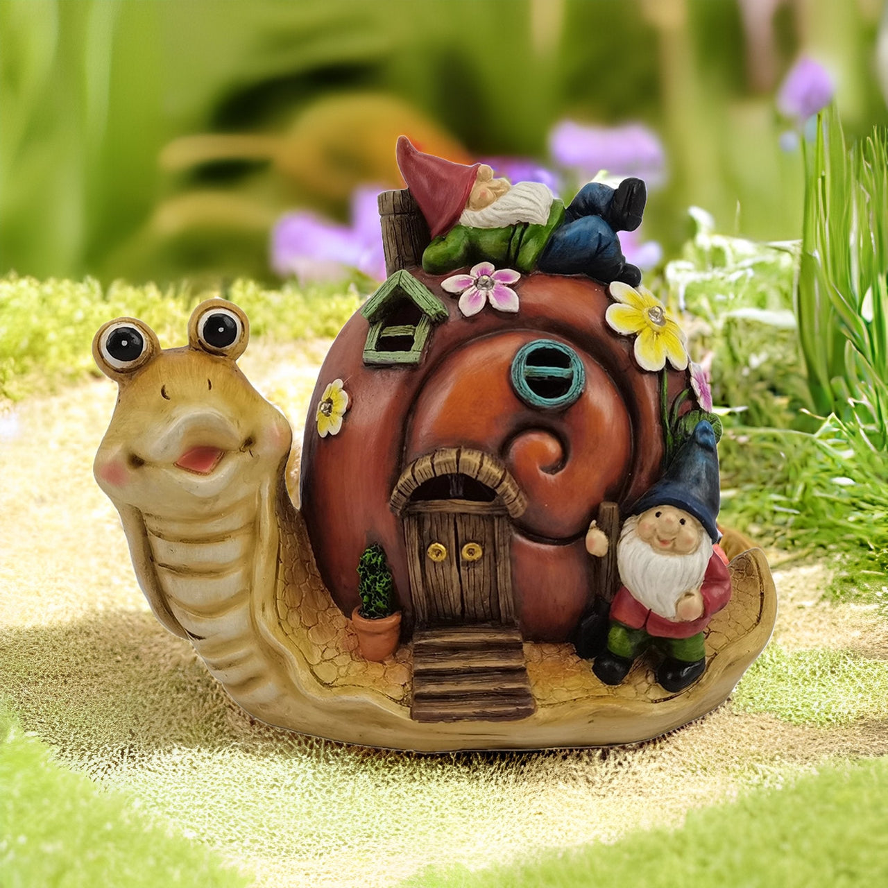 Glow Snail Garden Lantern | Solar Resin Décor
