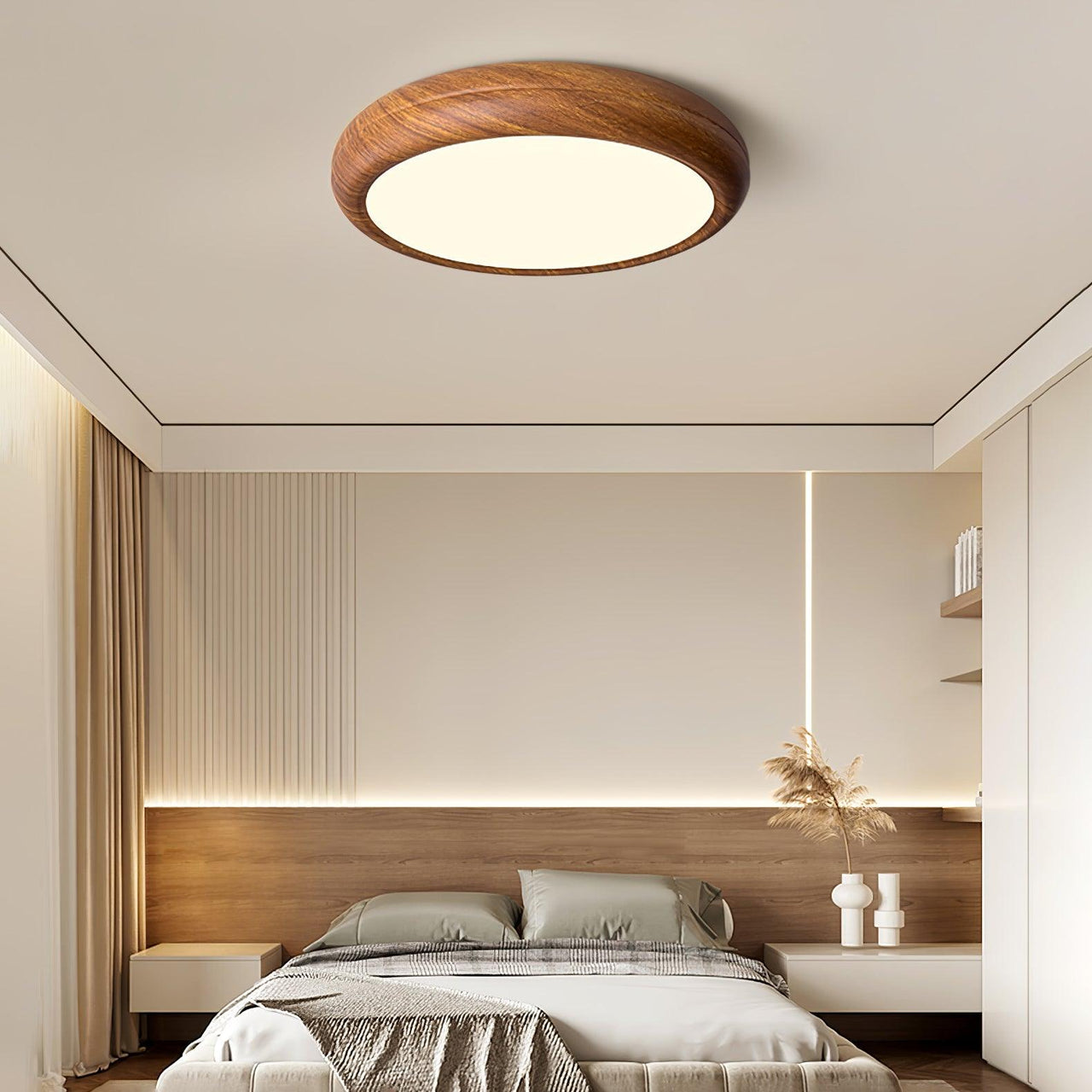 Grenia | Wood Grain Round Ceiling Light