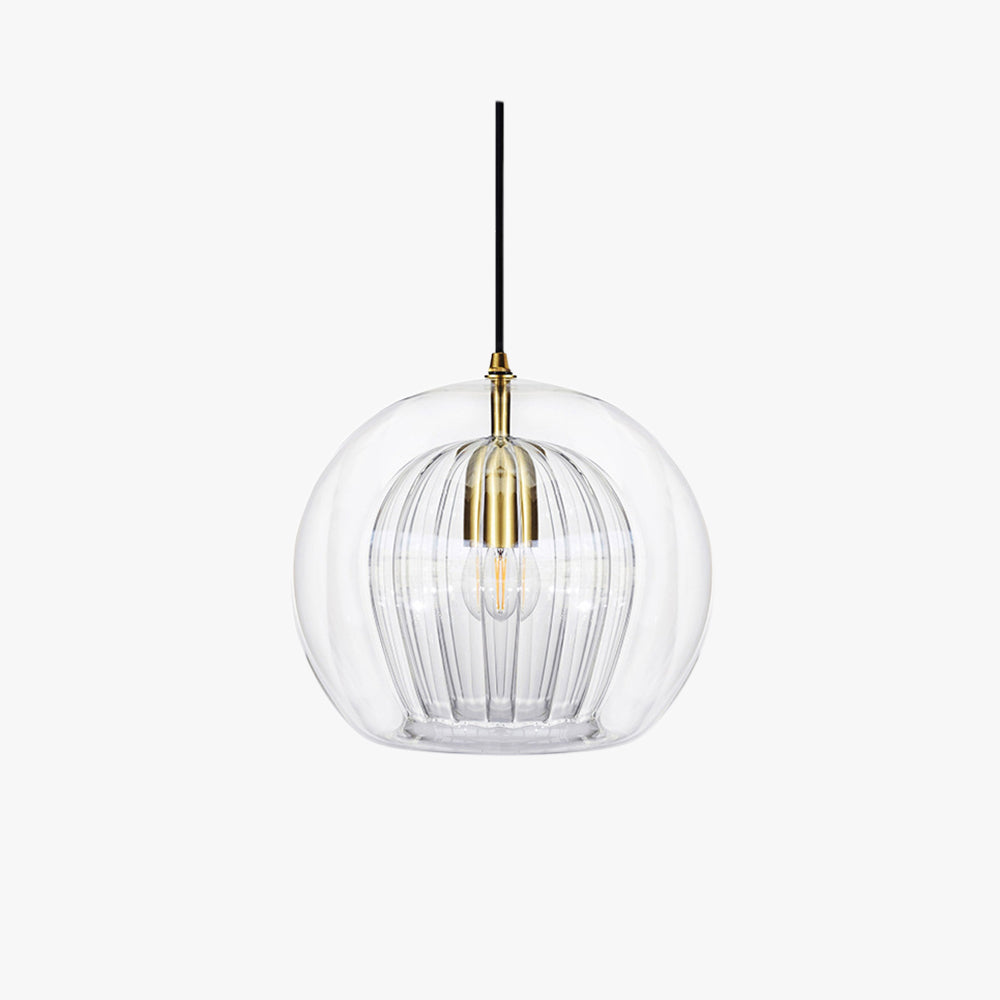 Juvia | Glass Globe Pendant Light – Clear & Amber