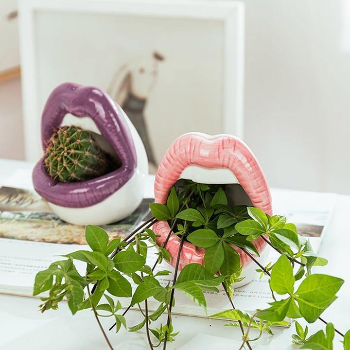 Kiss Me Lips Ceramic Plant Holder