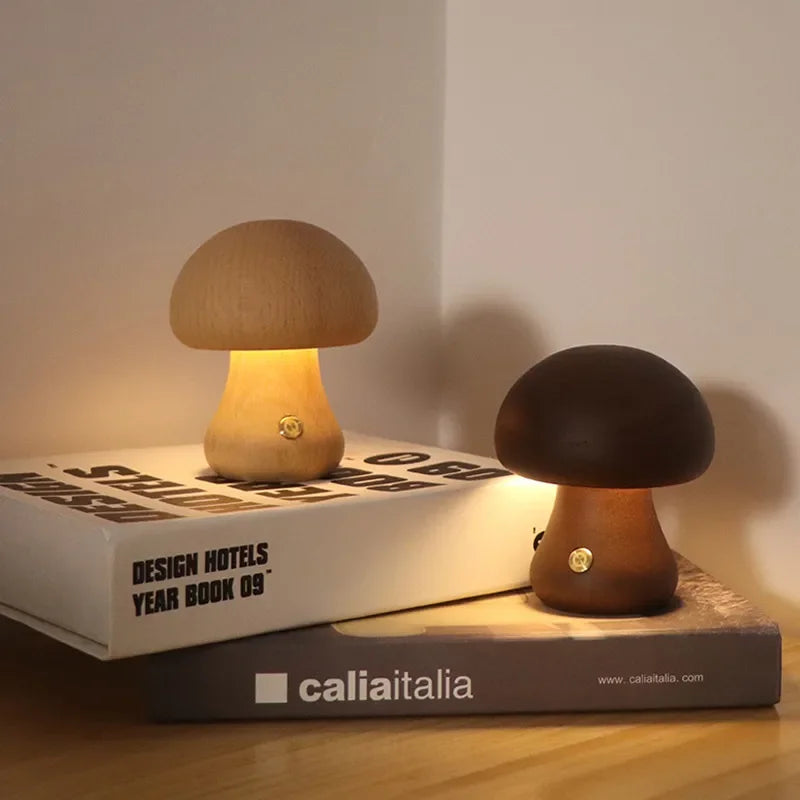 Lumowood | Rechargeable Wooden Mushroom Table Lamp