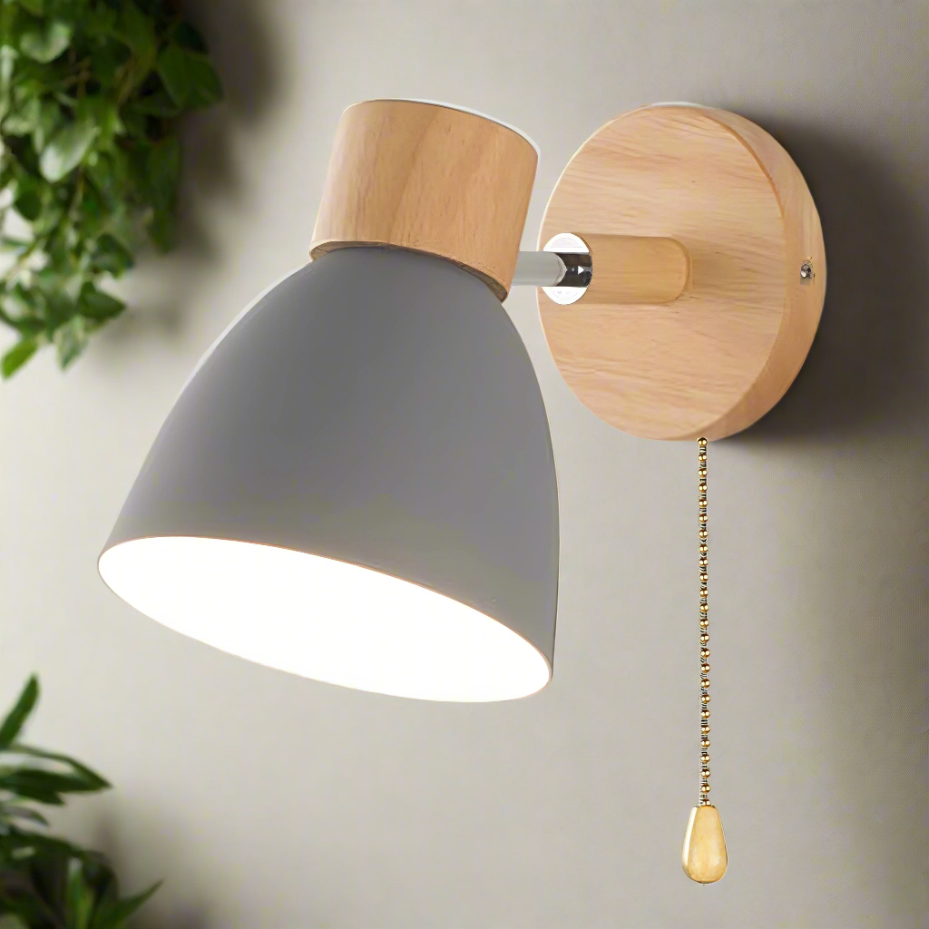 Luntré | Nordic Modern Wooden Wall Lamp With Switch