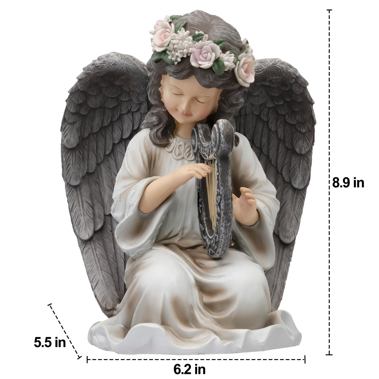 LyraGlow | Solar Harp Angel Garden Figurine