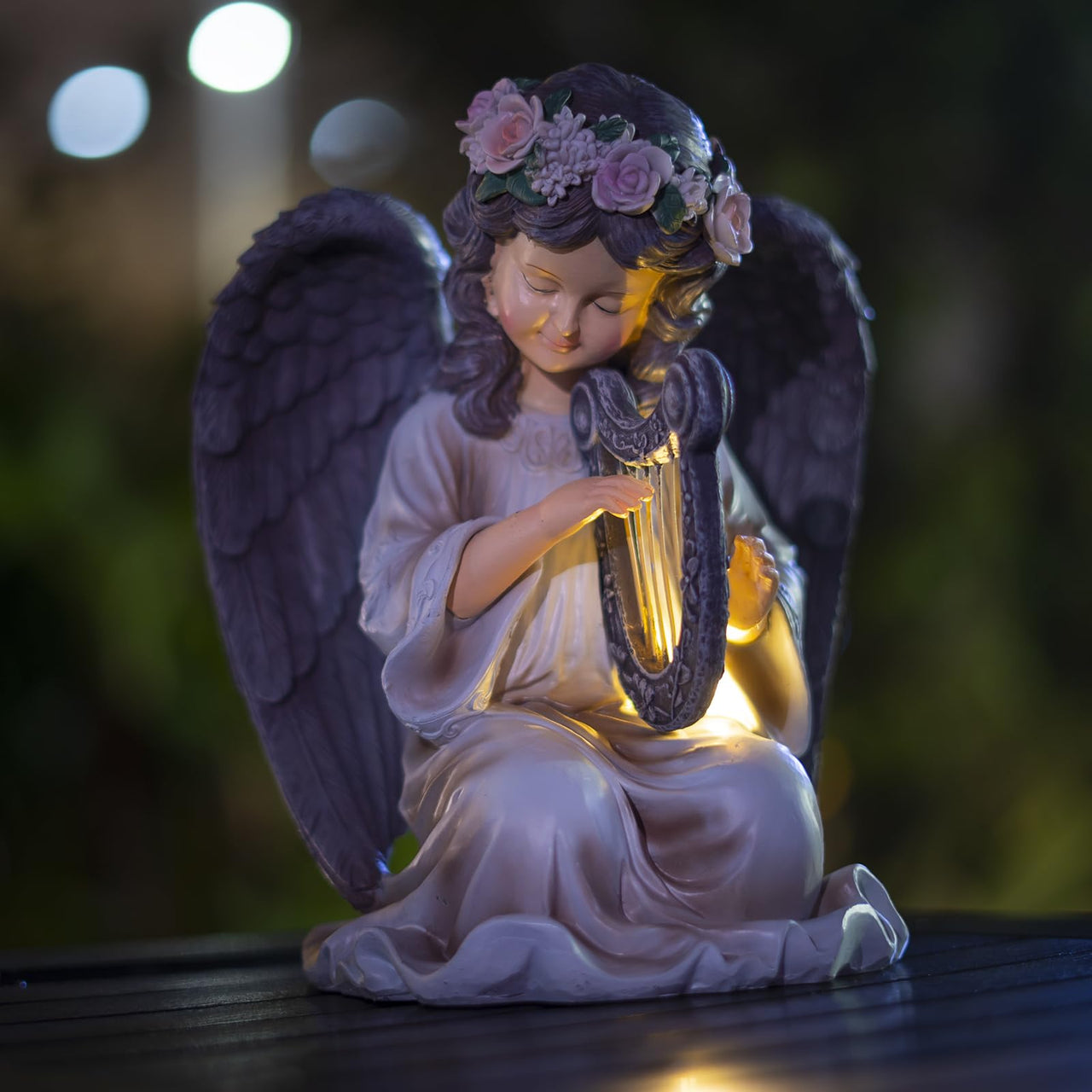 LyraGlow | Solar Harp Angel Garden Figurine