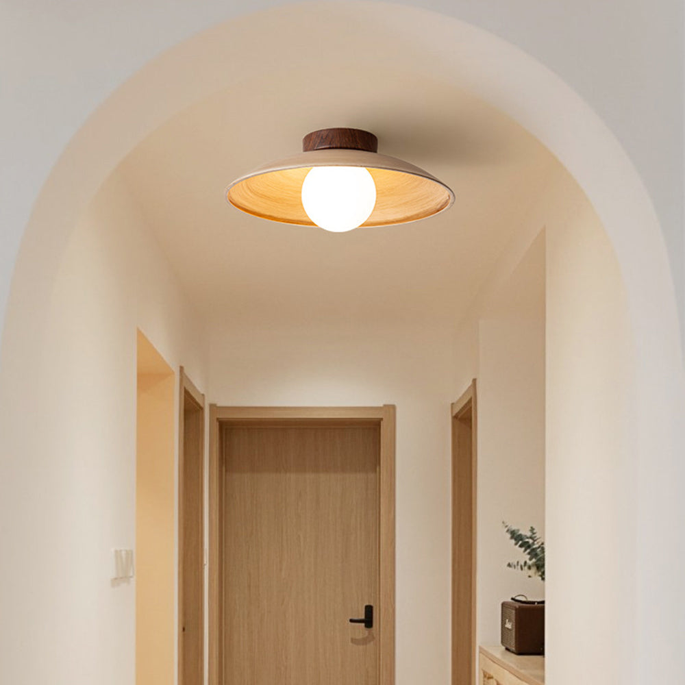 Muriel | Vintage Wood, Metal & Glass Flush Mount Ceiling Light