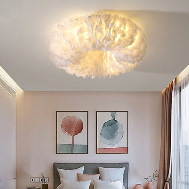 Omeer | Swan Feather Round Ceiling Light