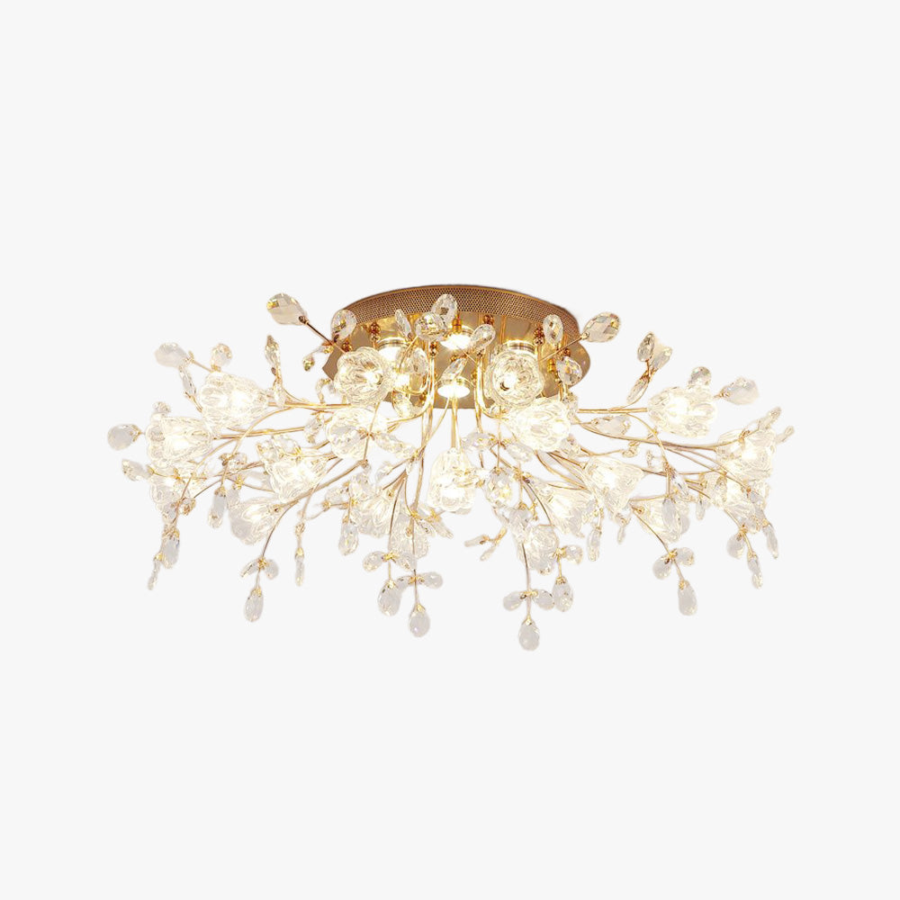 Orlisse | Art Deco Golden Crystal Flower Ceiling Light