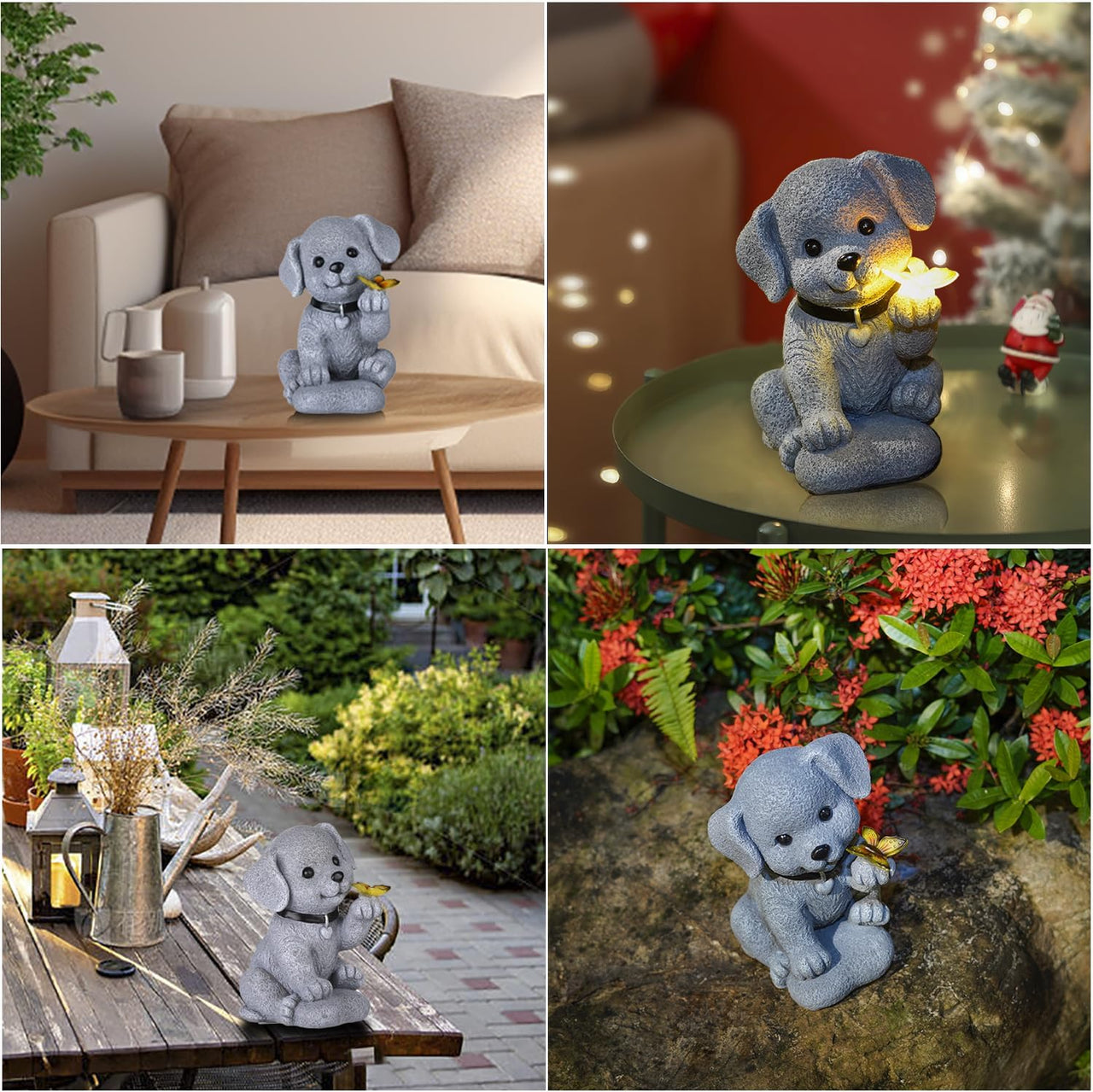 PippaPaws | Puppy Solar Statue with Butterfly Glow
