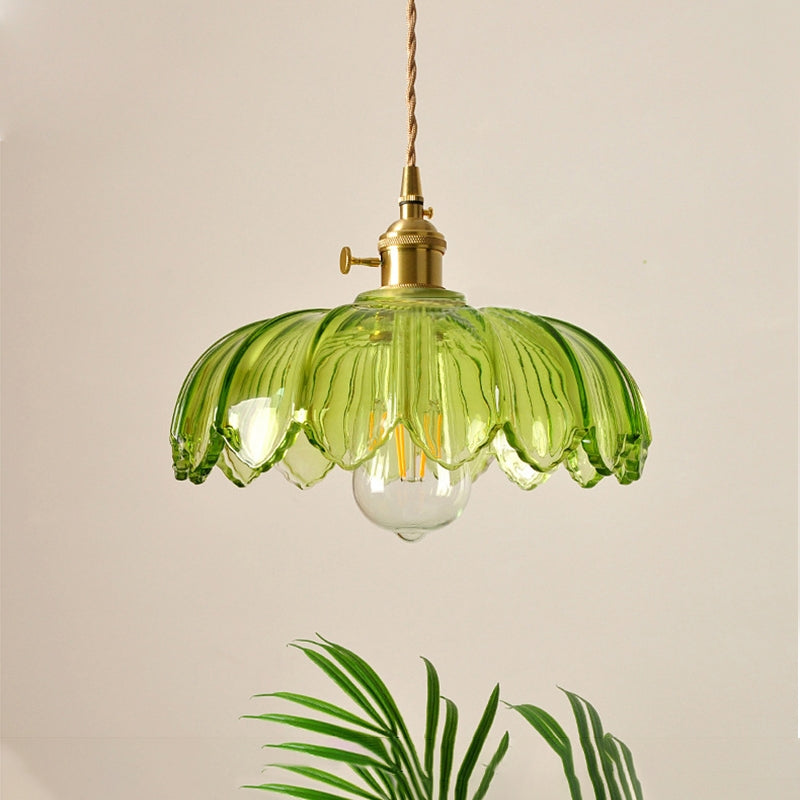 Retrobloom | Vintage Hanging Lamp With Glazed Floral Design
