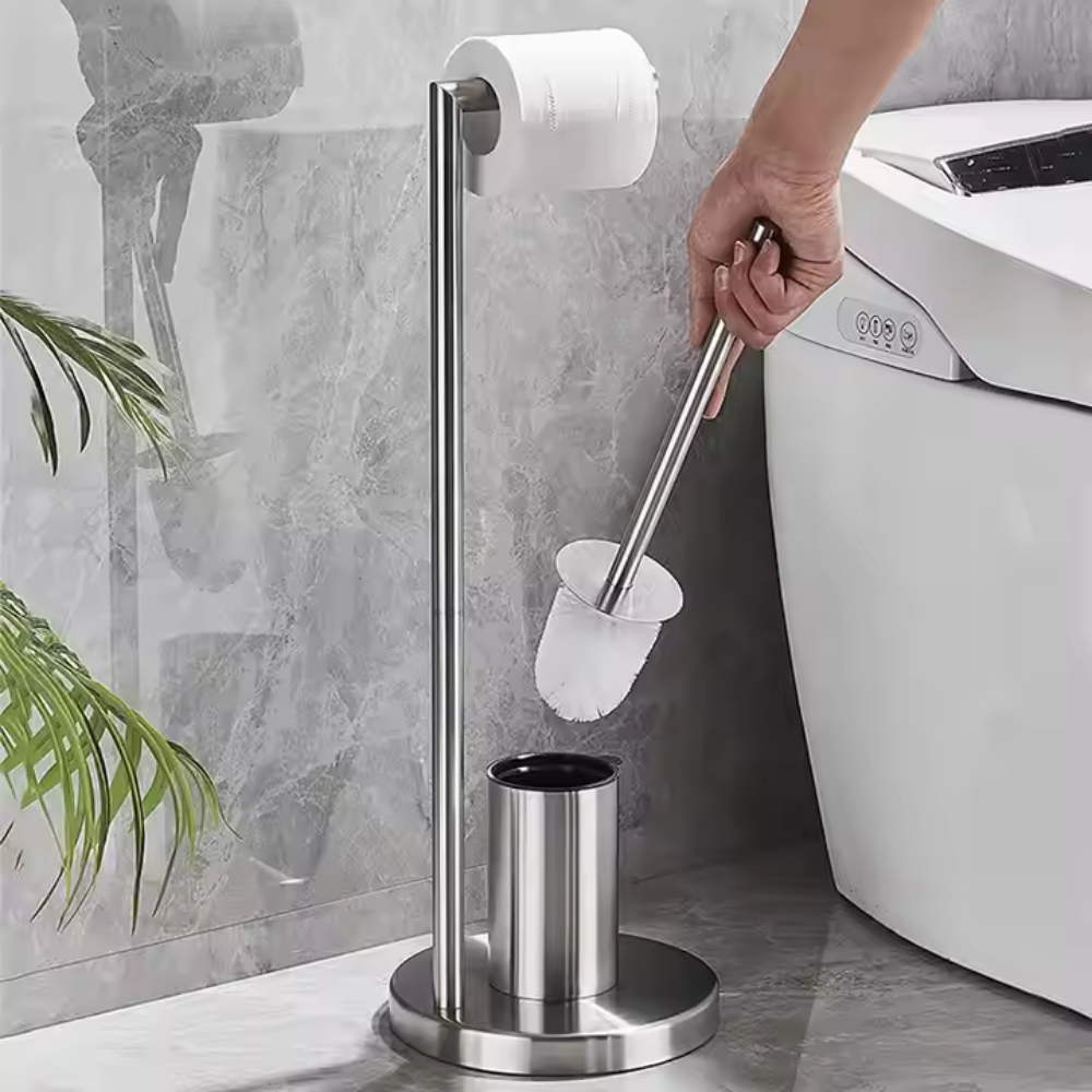 Rollis | Minimalist Toilet Roll Holder with Integrated Brush