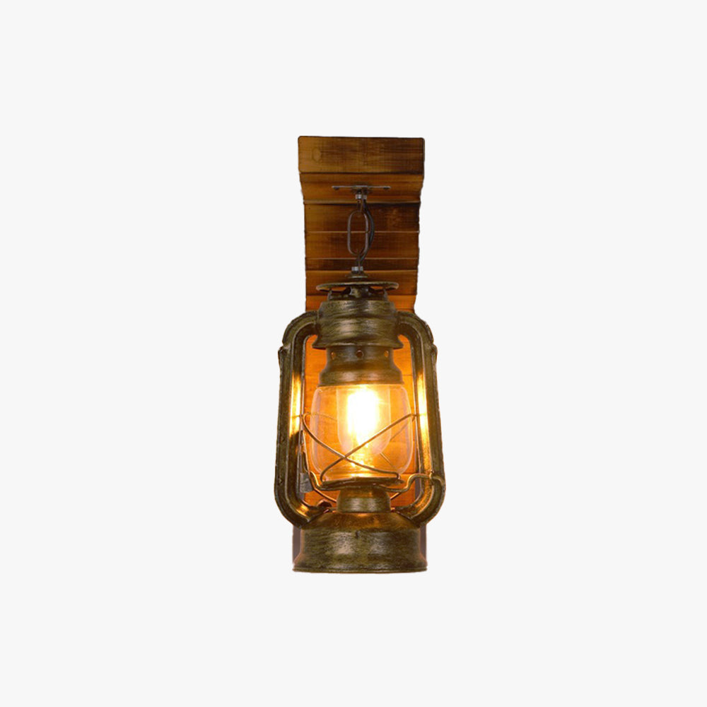 Rusten | Vintage Wooden Lantern Wall Lamp