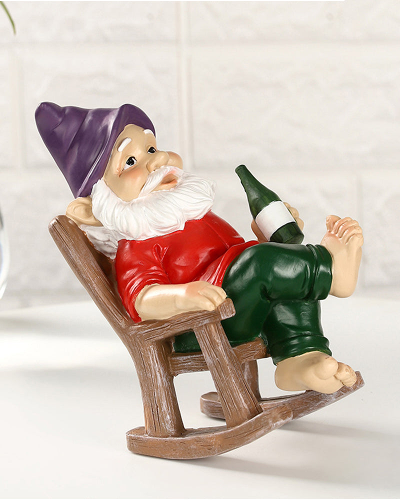 Tipsy Rocker Gnome | Drinking Garden Gnome In A Rocking Chair