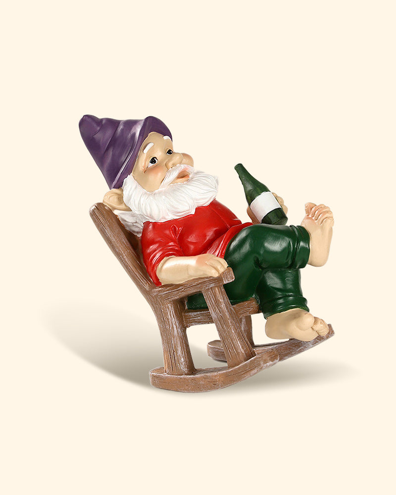 Tipsy Rocker Gnome | Drinking Garden Gnome In A Rocking Chair