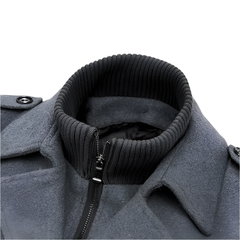 Men's Wool Peacoat Single-Breasted Winter Jacket with Removable Windbreaker Lining