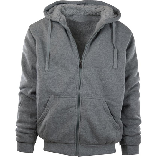 Men's Full-Zip Fleece Hoodie with Sherpa Lining for Everyday Comfort