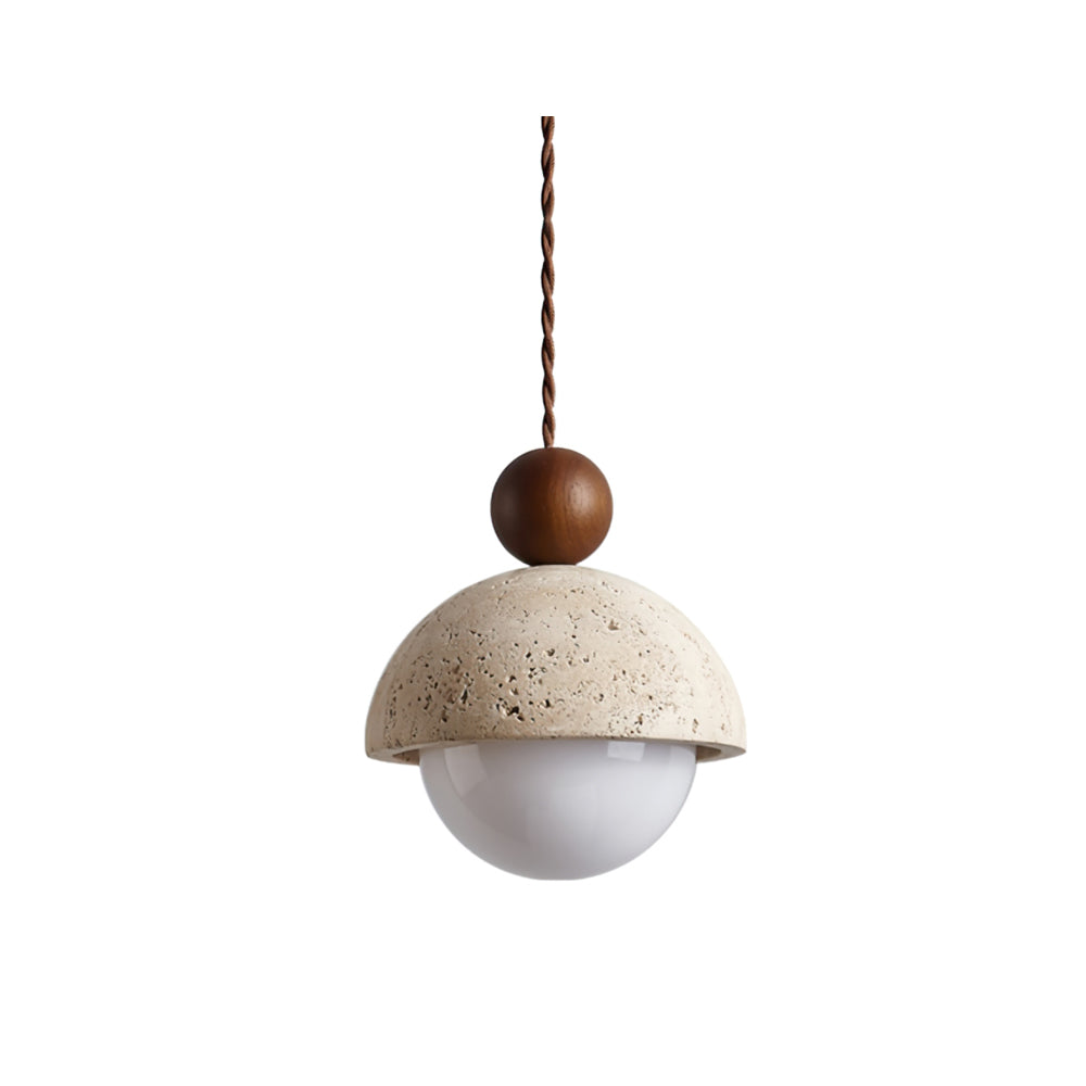 Vaira | Travertine Dome Glass Pendant Light