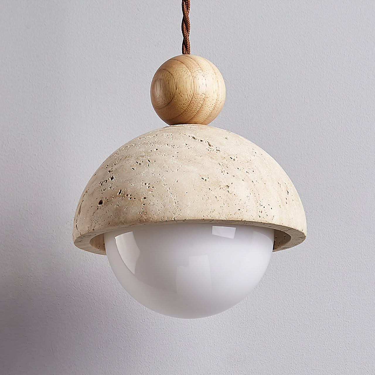Vaira | Travertine Dome Glass Pendant Light
