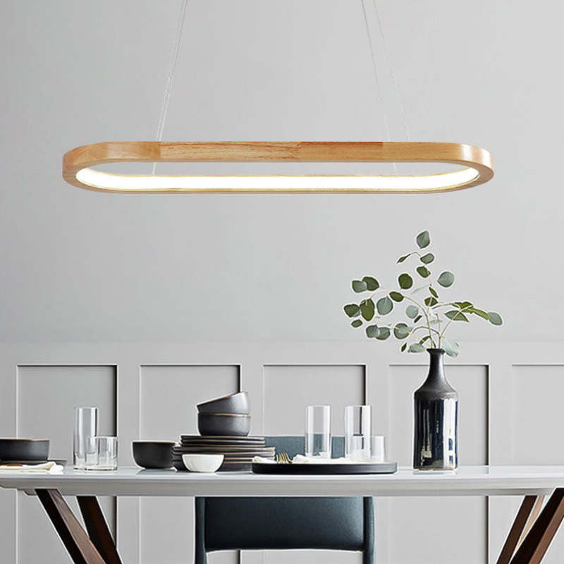 Veora | Contemporary Oval Wooden Pendant Light