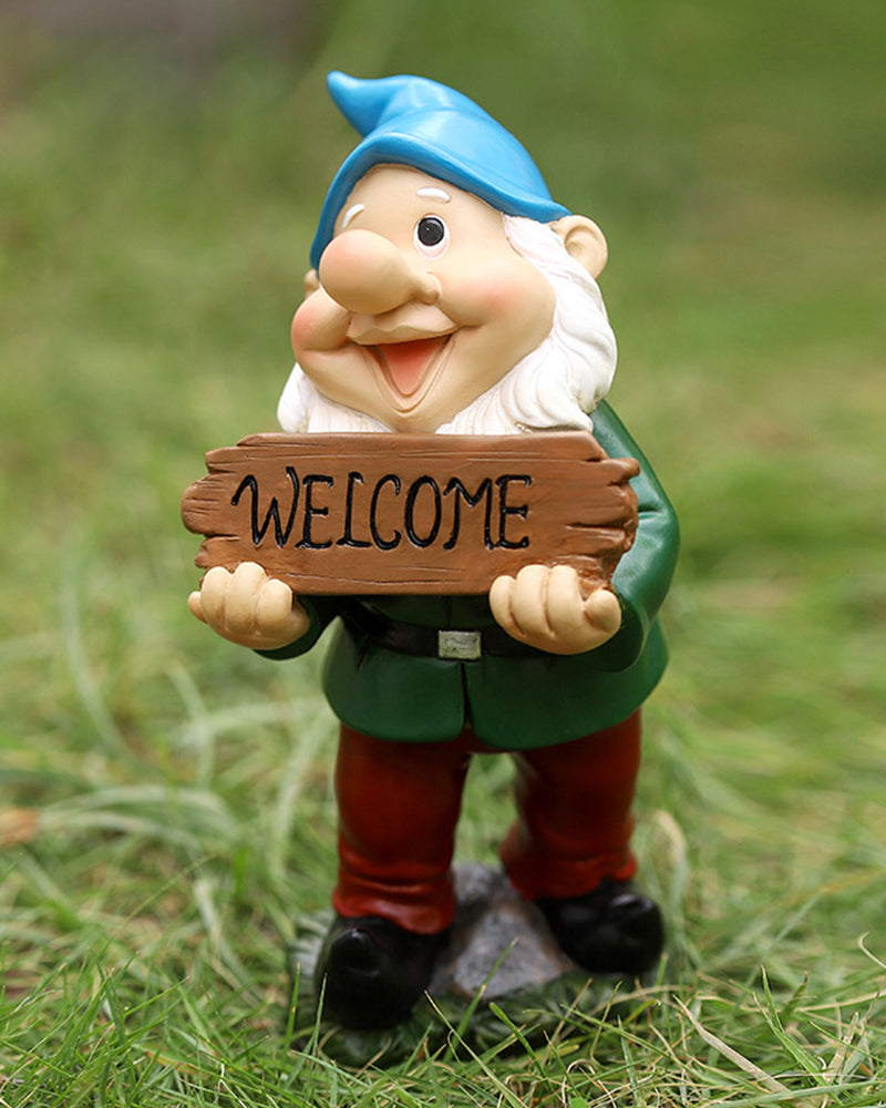 Welcome Whimsy Gnome | Cheerful Yard Sign Statue