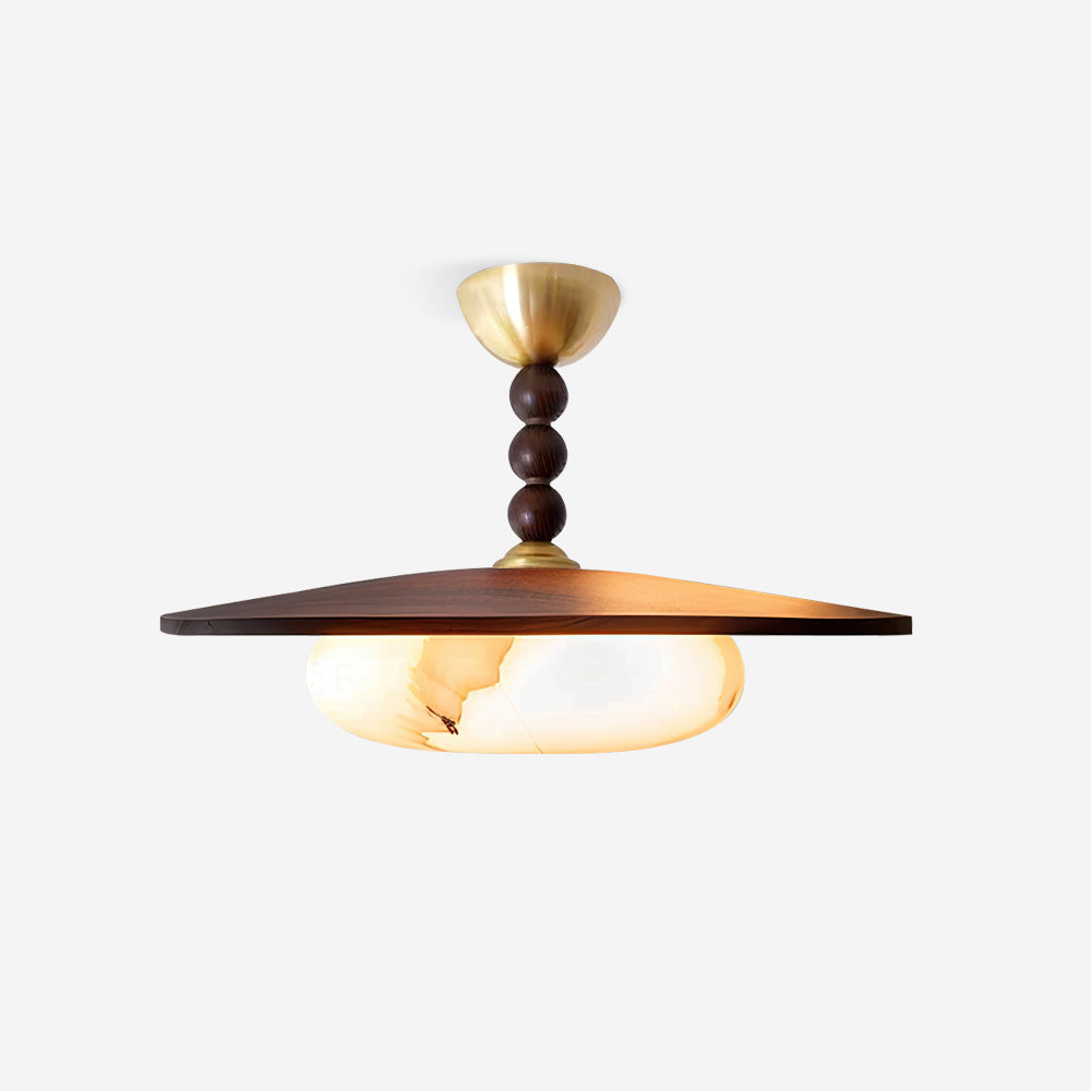 Wynor | Walnut & Alabaster Imitation Ceiling Light