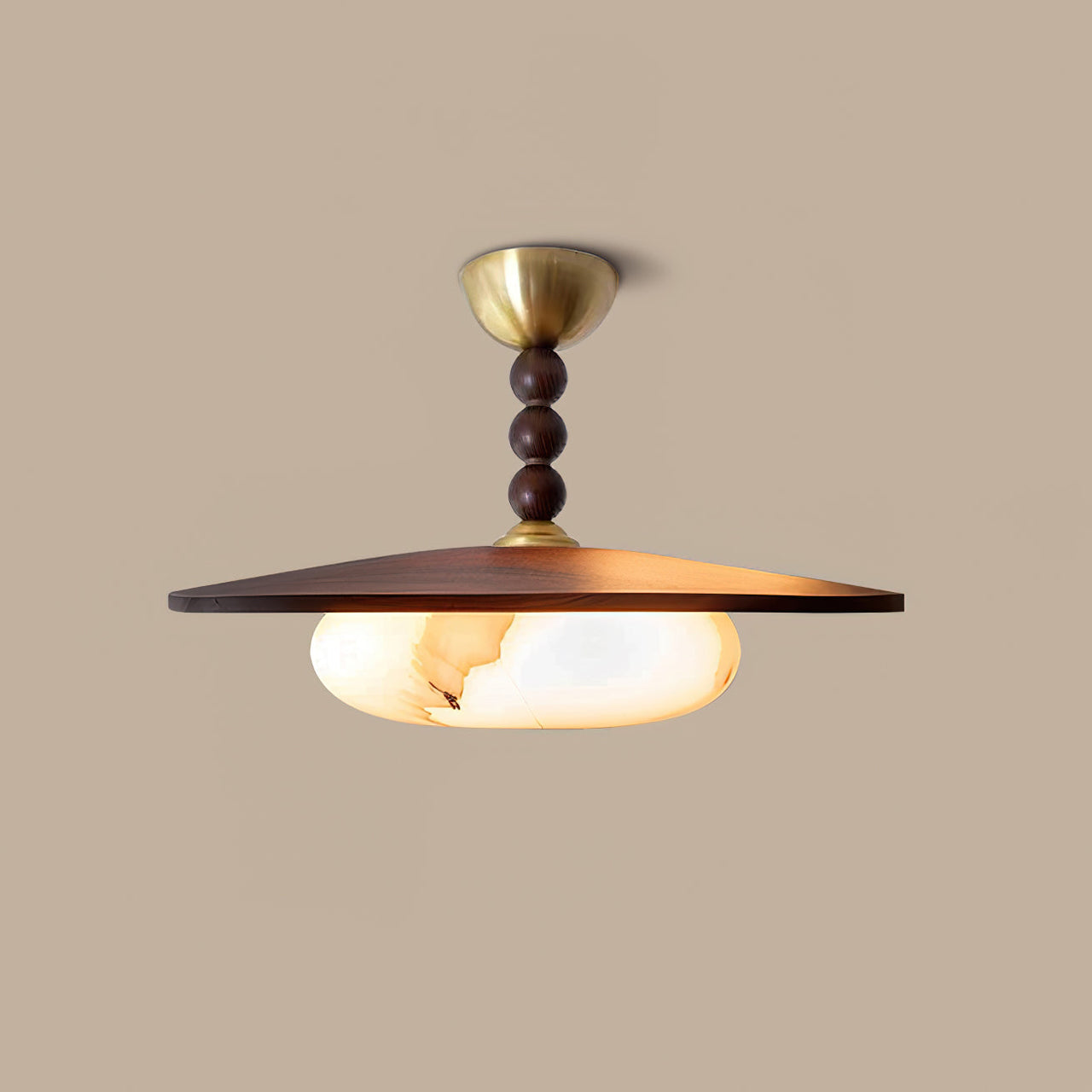 Wynor | Walnut & Alabaster Imitation Ceiling Light