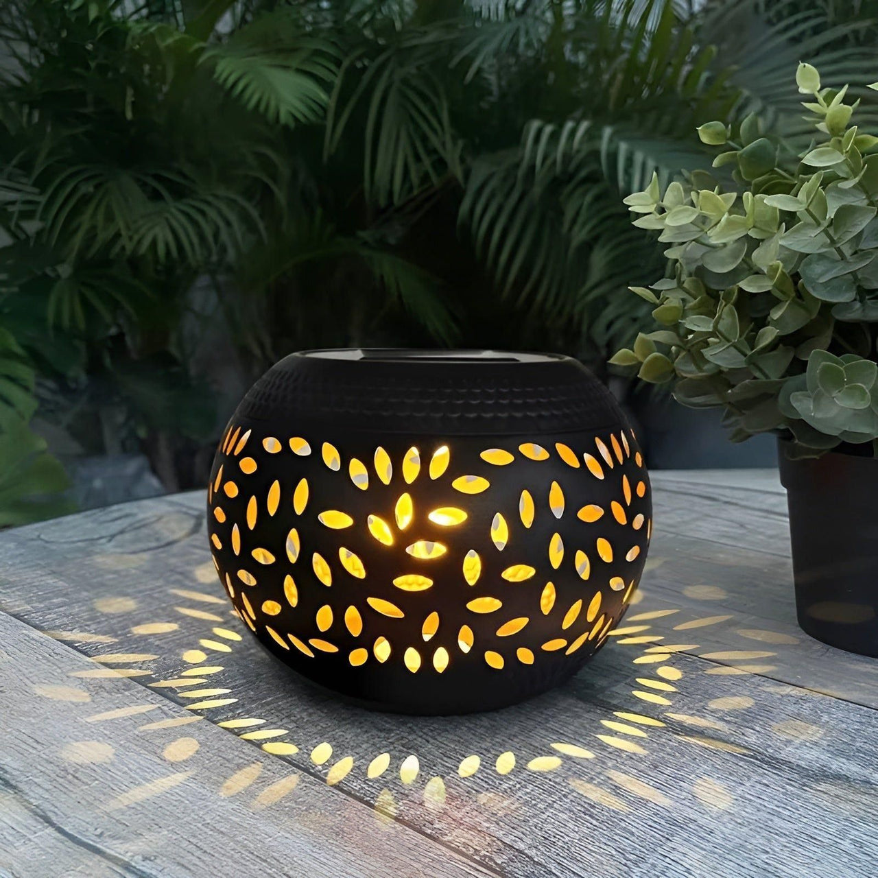 TwinkleGarden Solar Lantern | Decorative Metal Outdoor Light with Unique Dot Pattern
