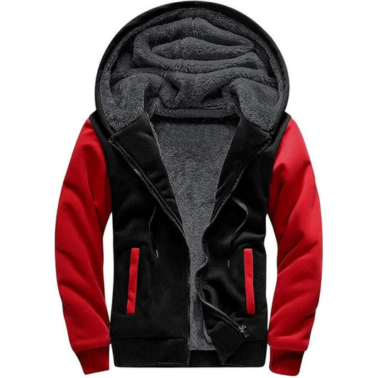 Soft and Resilient Men's Winter Zip-Up Hoodie with Sherpa Lining